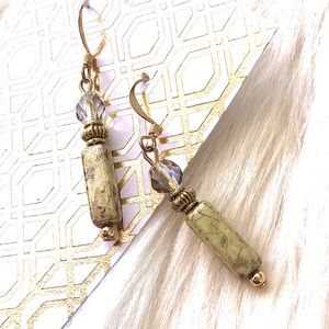 Taupe Marbled Ceramic Dangly Earrings!!!